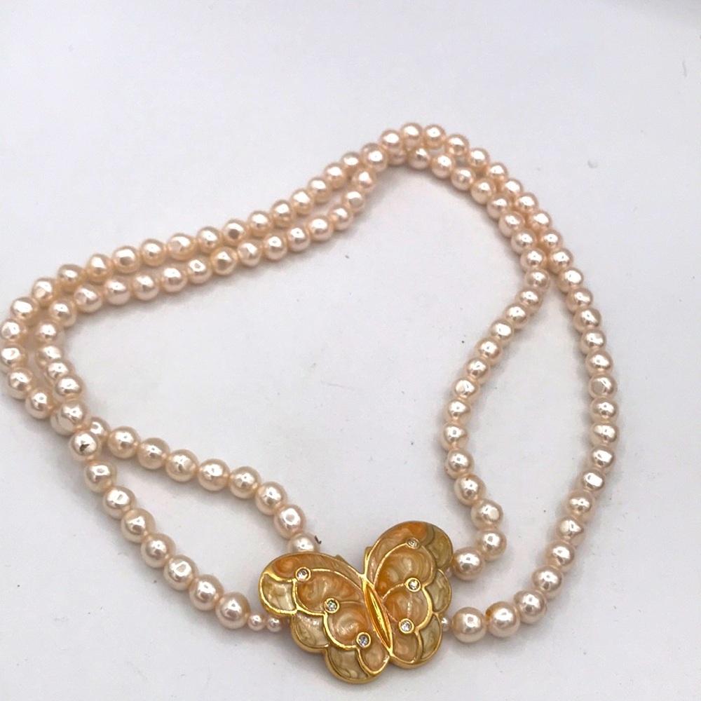 Avon Cloisonné butterfly choker